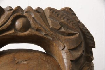 古い　玉鱗工　大型木魚　高さ39センチ　4kg(仏具、寺院)(R-058075)