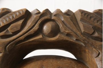 古い　玉鱗工　大型木魚　高さ39センチ　4kg(仏具、寺院)(R-058075)