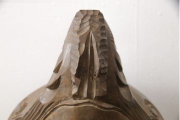 古い　玉鱗工　大型木魚　高さ39センチ　4kg(仏具、寺院)(R-058075)