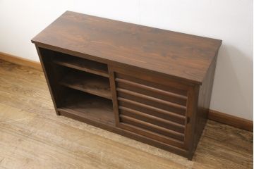 ラフジュ工房オリジナル　古建具リメイク　シンプルなデザインで取り入れやすい収納棚(戸棚、サイドボード、テレビ台)(R-058079)