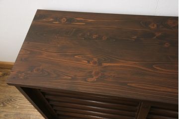 ラフジュ工房オリジナル　古建具リメイク　シンプルなデザインで取り入れやすい収納棚(戸棚、サイドボード、テレビ台)(R-058079)