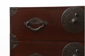 和製アンティーク　極上美品　前面栗材　漆のきれいな米沢箪笥・上段(和箪笥、収納箪笥、時代箪笥、引き出し、ローチェスト)(R-058085)