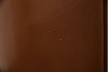 中古　高級品　イタリア家具　本革　細やかな彫刻の素晴らしいレザーシェーズロング(2人掛けソファ、二人掛け、セティ)(R-058098)