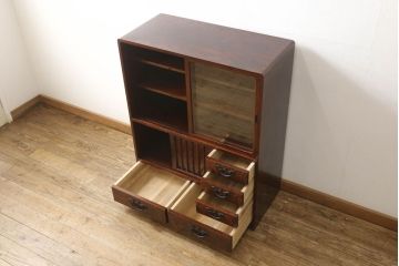 中古　美品　岩谷堂箪笥　No.364　高級感のある和の雰囲気を高める三尺茶箪笥(定価約52万円)(茶棚、収納棚、戸棚)(R-058108)