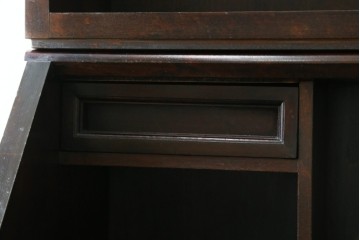 ビンテージ　国産民芸家具　高山デザインのすっきりとした佇まいのビューローブックケース　(R-058117)