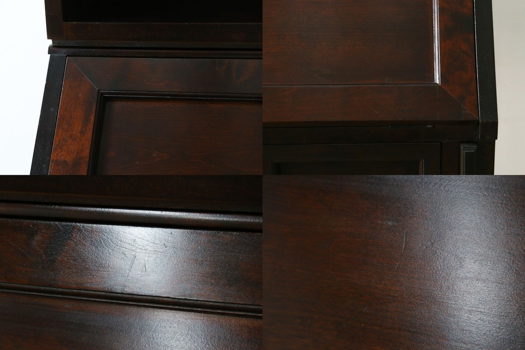 ビンテージ　国産民芸家具　高山デザインのすっきりとした佇まいのビューローブックケース　(R-058117)