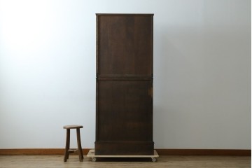 ビンテージ　国産民芸家具　高山デザインのすっきりとした佇まいのビューローブックケース　(R-058117)