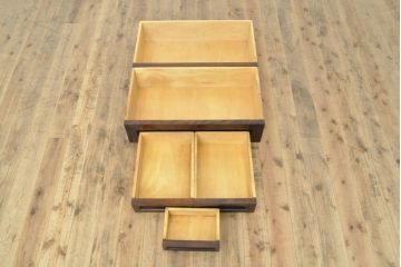 ビンテージ　国産民芸家具　高山デザインのすっきりとした佇まいのビューローブックケース(ライティングビューロー、ブックシェルフ、本棚、収納棚、ワークデスク、在宅ワーク、在宅用、ヴィンテージ)(R-058118)