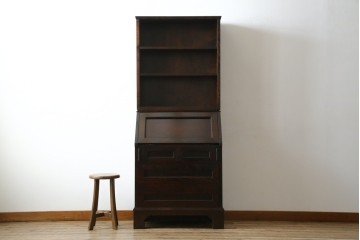 ビンテージ　国産民芸家具　高山デザインのすっきりとした佇まいのビューローブックケース　(R-058118)