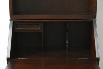 ビンテージ　国産民芸家具　高山デザインのすっきりとした佇まいのビューローブックケース　(R-058118)