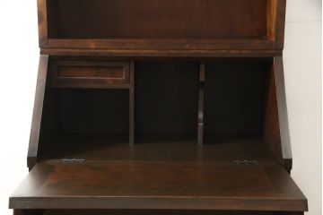 ビンテージ　国産民芸家具　高山デザインのすっきりとした佇まいのビューローブックケース(ライティングビューロー、ブックシェルフ、本棚、収納棚、ワークデスク、在宅ワーク、在宅用、ヴィンテージ)(R-058119)