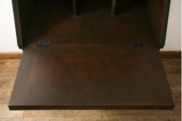 ビンテージ　国産民芸家具　高山デザインのすっきりとした佇まいのビューローブックケース(ライティングビューロー、ブックシェルフ、本棚、収納棚、ワークデスク、在宅ワーク、在宅用、ヴィンテージ)(R-058119)