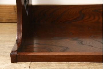 希少!!　絶版品　中古　美品　駿河民芸　欅(ケヤキ)材　四つ割り菱透かしが目を引く座椅子2脚セット(座イス、座いす)(R-058124)