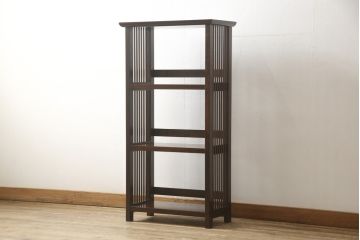 中古　美品　松本民芸家具　特注サイズ　#117型書棚　空間に取り入れやすいスリムなサイズが嬉しいブックシェルフ(オープンラック、本棚、飾り棚、陳列棚)(R-058127)