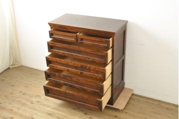 中古　美品　国産　職人手造り　松本民芸風　整理タンス(高山デザイン、衣装箪笥、チェスト、引き出し)(R-058135)