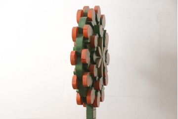 北欧ビンテージ　高級品!!　木を組み合わせてつくられた、凝ったデザインが魅力のウッドフラワーオブジェ(ディスプレイ、店舗什器、ヴィンテージ)(R-058146)