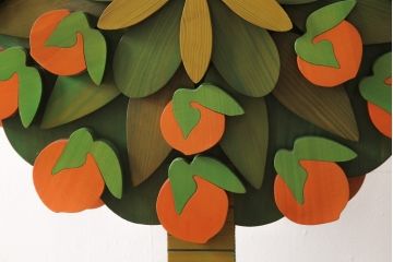 北欧ビンテージ　高級品!!　木を組み合わせてつくられた、凝ったデザインが魅力のウッドフラワーオブジェ(ディスプレイ、店舗什器、ヴィンテージ)(R-058146)