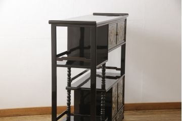 中古　美品　高級品　繊細な孔雀の螺鈿(らでん)細工が美しい飾り棚(定価約120万円)(収納棚、戸棚、茶棚)(R-058147)