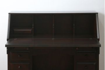 中古　美品　カバ材　北の匠　山室家具製作所　希少な絶版品!風格ある存在感のライティングビューロー(デスク、両袖机、ワークデスク、在宅ワーク)(R-058150)
