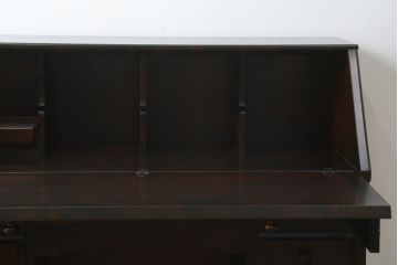 中古　美品　カバ材　北の匠　山室家具製作所　希少な絶版品!風格ある存在感のライティングビューロー(デスク、両袖机、ワークデスク、在宅ワーク)(R-058150)