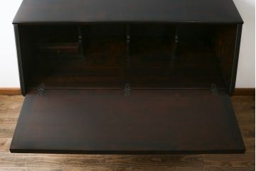 中古　美品　カバ材　北の匠　山室家具製作所　希少な絶版品!風格ある存在感のライティングビューロー(デスク、両袖机、ワークデスク、在宅ワーク)(R-058150)