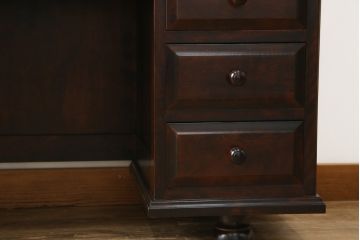 中古　美品　カバ材　北の匠　山室家具製作所　希少な絶版品!風格ある存在感のライティングビューロー(デスク、両袖机、ワークデスク、在宅ワーク)(R-058150)