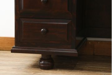 中古　美品　カバ材　北の匠　山室家具製作所　希少な絶版品!風格ある存在感のライティングビューロー(デスク、両袖机、ワークデスク、在宅ワーク)(R-058150)