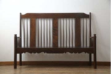 中古　美品　松本民芸家具　H型　すっきりと洗練されたシルエットのスピンドルバックベンチ(長椅子、いす、イス)(R-058154)