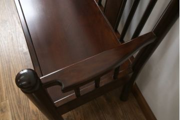 中古　美品　松本民芸家具　H型　すっきりと洗練されたシルエットのスピンドルバックベンチ(長椅子、いす、イス)(R-058154)