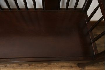 中古　美品　松本民芸家具　H型　すっきりと洗練されたシルエットのスピンドルバックベンチ(長椅子、いす、イス)(R-058154)