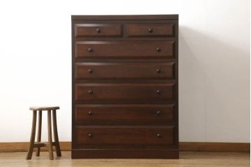 中古　美品　松本民芸家具　D型整理タンスI　和洋どちらにも馴染む上品な佇まいのチェスト(定価約30万円)(洋服タンス、引き出し)(R-058155)
