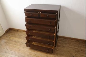 中古　美品　松本民芸家具　D型整理タンスI　和洋どちらにも馴染む上品な佇まいのチェスト(定価約30万円)(洋服タンス、引き出し)(R-058155)