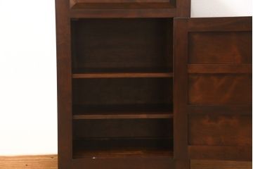 中古　美品　松本民芸家具　シックな佇まいのC型電話台(サイドチェスト、引き出し、収納棚)(定価約12万円)(R-058166)