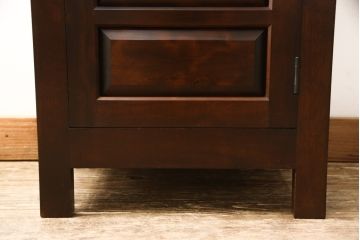 中古　美品　松本民芸家具　シックな佇まいのC型電話台(サイドチェスト、引き出し、収納棚)(定価約12万円)(R-058166)