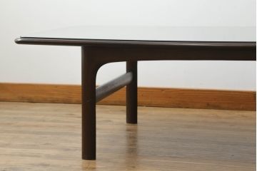 北欧ビンテージ　ノルウェー　S MOBLER(モブラー)　rasmus solberg cabinetmaker norway(ラスムスソルベルグ) 　ローズウッド材　シンプルモダンで曲線の優しいセンターテーブル(ローテーブル、ヴィンテージ)(R-058182)
