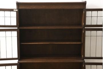 イギリスアンティーク　オーク材　Minty Oxford(ミンティ オックスフォード)社製　ステンドグラスがアクセントのスタッキングブックケース(本箱、書棚、戸棚、収納棚、キャビネット)(R-058187)