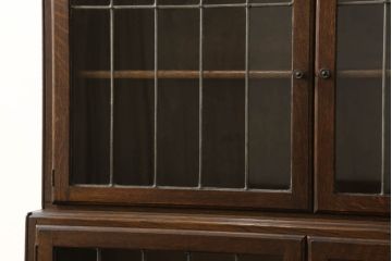 イギリスアンティーク　オーク材　Minty Oxford(ミンティ オックスフォード)社製　ステンドグラスがアクセントのスタッキングブックケース(本箱、書棚、戸棚、収納棚、キャビネット)(R-058187)