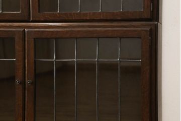 イギリスアンティーク　オーク材　Minty Oxford(ミンティ オックスフォード)社製　ステンドグラスがアクセントのスタッキングブックケース(本箱、書棚、戸棚、収納棚、キャビネット)(R-058187)