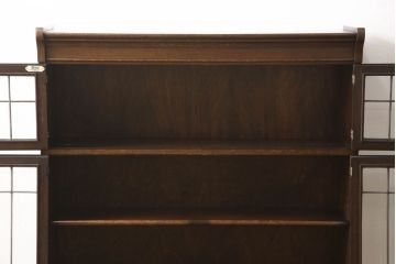 イギリスアンティーク　オーク材　Minty Oxford(ミンティ オックスフォード)社製　ステンドグラスがアクセントのスタッキングブックケース(本箱、書棚、戸棚、収納棚、キャビネット)(R-058188)