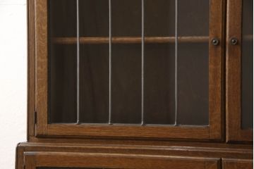 イギリスアンティーク　オーク材　Minty Oxford(ミンティ オックスフォード)社製　ステンドグラスがアクセントのスタッキングブックケース(本箱、書棚、戸棚、収納棚、キャビネット)(R-058188)