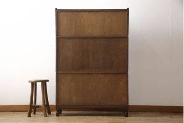 イギリスアンティーク　オーク材　Minty Oxford(ミンティ オックスフォード)社製　ステンドグラスがアクセントのスタッキングブックケース(本箱、書棚、戸棚、収納棚、キャビネット)(R-058188)