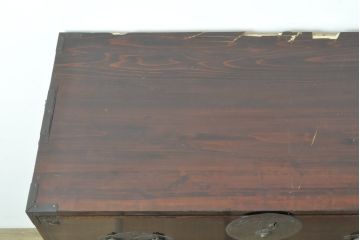 アンティーク家具　大正〜昭和初期　前面栗材　美品　漆のきれいな米沢箪笥ローボード(ローチェスト、和たんす、収納箪笥、時代箪笥、整理タンス)(R-058190)