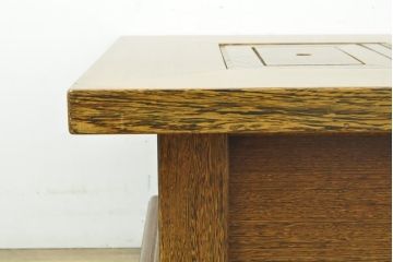 中古　美品　鉄刀木(タガヤサン)無垢材　内部が銅製の関西火鉢(ローテーブル、長火鉢、座卓、リビングテーブル、囲炉裏)(R-058194)
