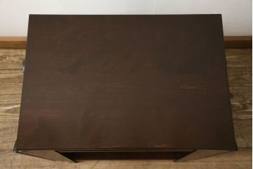 中古　絶版品　北海道民芸家具　#440　便利な収納ポケットが付いたマガジン卓(サイドテーブル、マガジンラック)(R-058221)