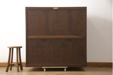 中古　美品　松本民芸家具　直線的なデザインがシックな印象を高めるワードローブ(収納棚、戸棚、キャビネット)(R-058226)