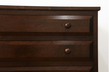 中古　美品　松本民芸家具　ヒノキ天板リメイク　落ち着きのある佇まいがシックな雰囲気を醸し出すチェスト(サイドチェスト、引き出し)(R-058227)