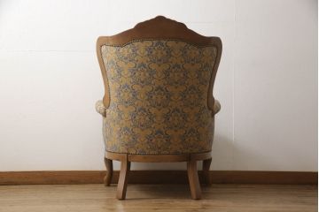 和製ビンテージ　美品　maruni(マルニ木工)　クラシカルで品のある佇まいが魅力的な1人掛けソファ+オットマンのセット(アームチェア、一人掛け、ヴィンテージ)(R-058235)