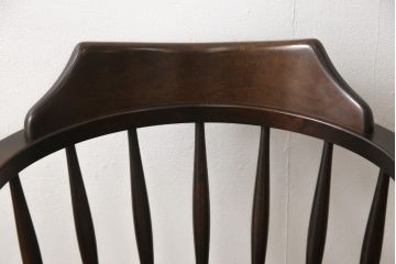 中古　美品　北海道民芸家具　HM630　格好良い佇まいが魅力のキャプテンチェア(肘掛け椅子、アームチェア、イス、板座チェア)(R-058244)