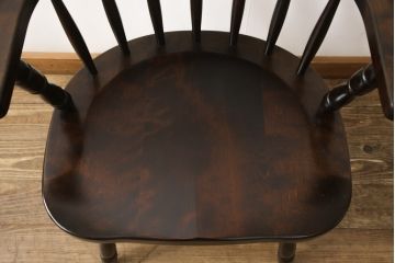 中古　美品　北海道民芸家具　HM630　格好良い佇まいが魅力のキャプテンチェア(肘掛け椅子、アームチェア、イス、板座チェア)(R-058244)