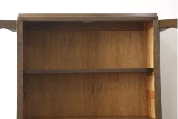 和製アンティーク　昭和初期　栓材　レトロな雰囲気あふれる二段重ねキャビネット(食器棚、収納棚、戸棚、カップボード)(R-058248)